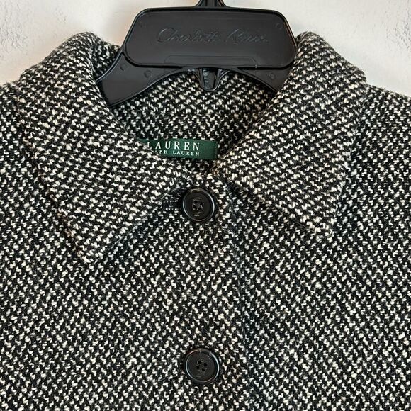 Vintage Lauren Ralph Lauren Women Wool tweed blazer suit jacket black tan 10 EUC - Picture 6 of 11